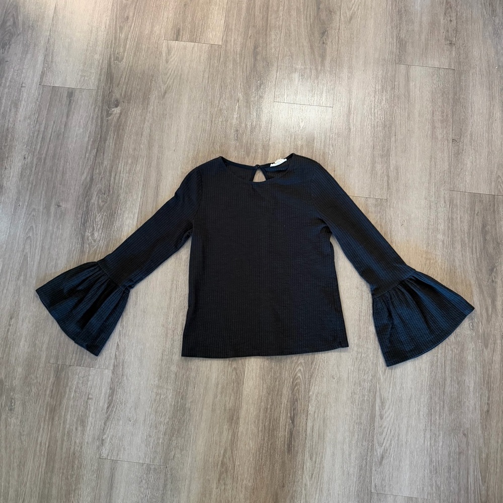 Chic Black Flared Sleeve Blouse